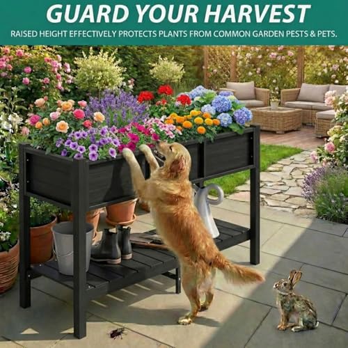 Raised Garden Bed HDPE 2PCS (48x18x30in-2pcs / Black)