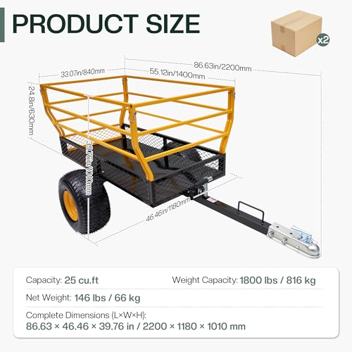 1800 LBS Tow Behind Dump Cart