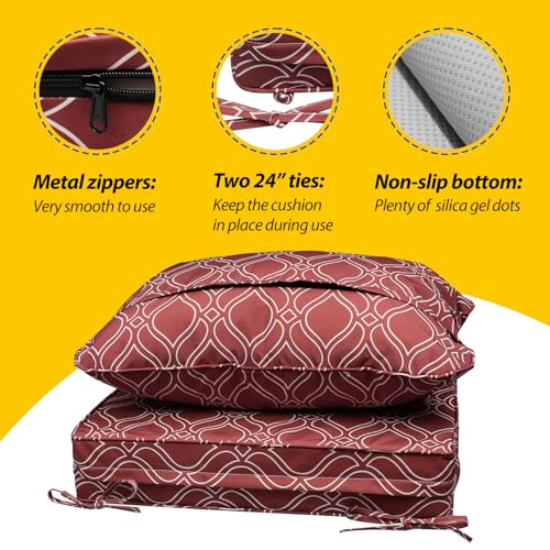 Outdoor Chair Cushions (Clay Red Vine Trellis / 23.5"x25.5"x5" / 23.5"x19")
