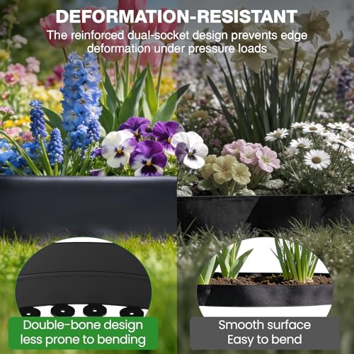 4in Tall 66ft Landscape Edging Kit with 100pcs Metal Spikes (Black / 4in*66ft)