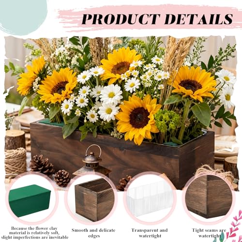 1 Set Rectangle Wooden Planter Wood Box for Centerpieces Dark Brown (16 x 4 Inch / Dark Brown)
