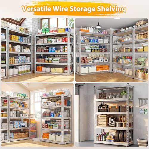 Storage Shelves 2020LBS Garage Shelving 5 Tier Heavy Duty Shelving Adjustable Pantry Shelves for Garage Closet Kitchen Basement 28" W x 12" D x 59.8" H (28"W x 12"D x 59.8"H)