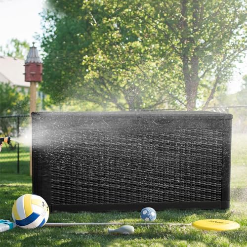 100 Gallon Resin Deck Box Large Outdoor Storage (100 Gallon / Dark Black)