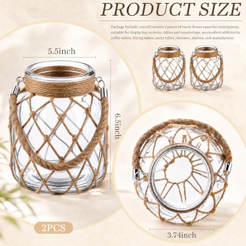 Set of 2 Clear Coastal Glass Vases (Clear / 6.5 x 5.5 Inches)