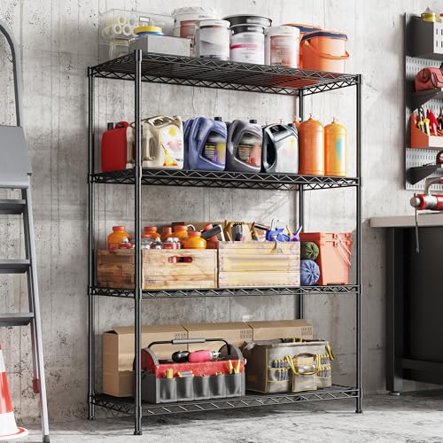 Heavy Duty 4 Tier 620LBS Storage Rack (Black-35.6"Wx16"Dx54"H（2P）)