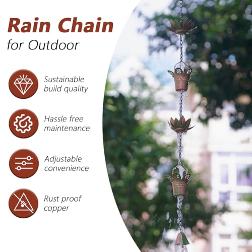 10ft Lotus Rain Chains for Outside Gutters (Greenish-Yellow)