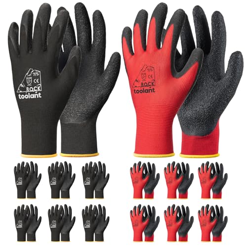 Crinkle Latex Work Gloves (Small / Black & Red)