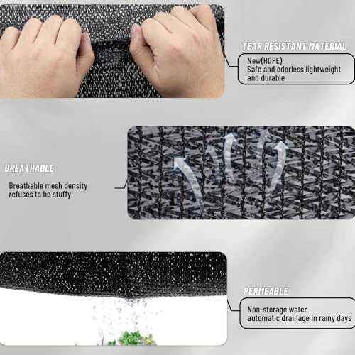 Shade Cloth for Garden (3FTx10FT / 70% Shade-Black)