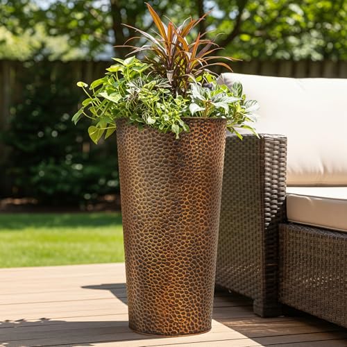Garden 2 Pack 28" H. Metal Planters with 2X Inside Pots (2 Count)
