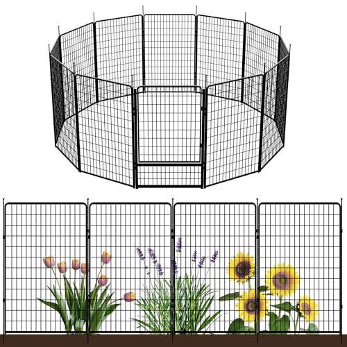 Decorative Garden Fence with Gate 50 in (50 in(H) x 30.7 ft(L) 11 Panels +1 Gate / Black)