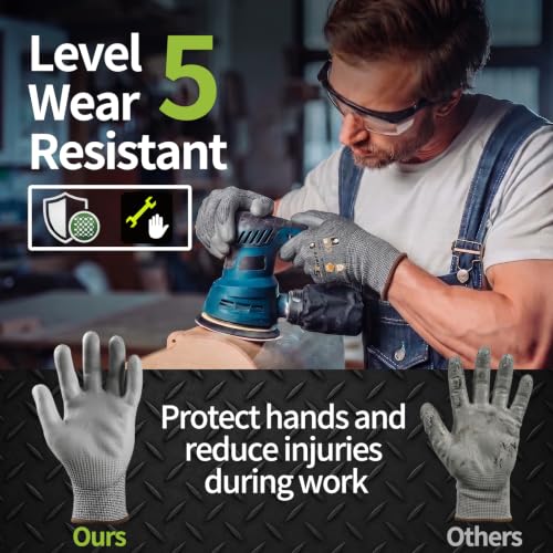 12 Pairs ANSI A4 Cut Resistant Gloves (Grey A4 / Large)