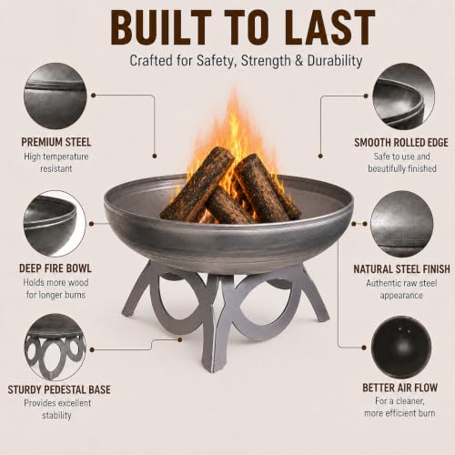 Liberty 48” Wood Burning Fire Pit Carbon Steel with Curved