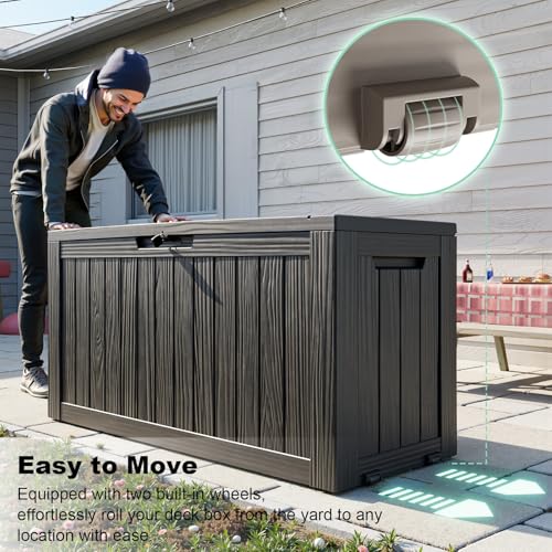 90 Gal Waterproof Outdoor Storage Box UV Resistant Deck Box (Black / 90 Gallon)