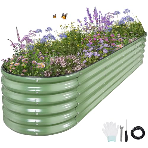 Galvanized Raised Garden Bed Outdoor (Green / 8x2x1.4ft)