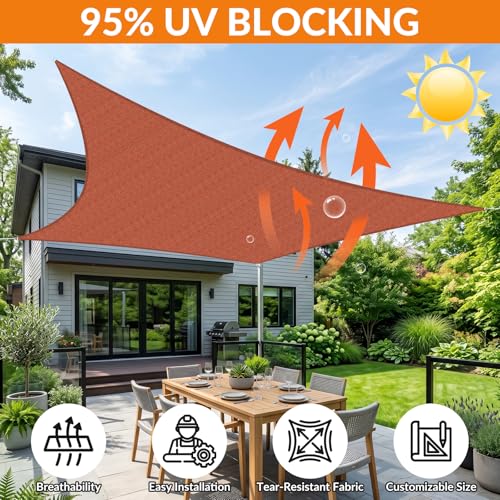 15'X18' Sun Shade Sail Rust Red Curved Square Customizable (Rust Red / 15'X18' custom)