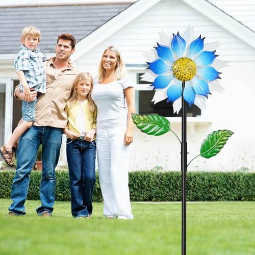 Blue Flower Metal Wind Spinner (Blue Flower)