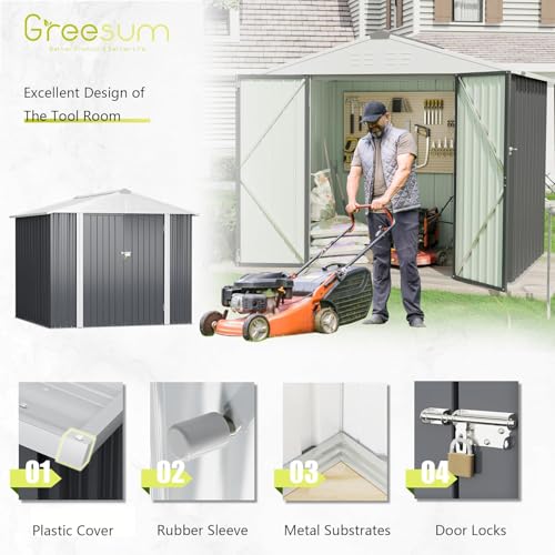 8x6FT Outdoor Storage Shed (8x6 / Gray)