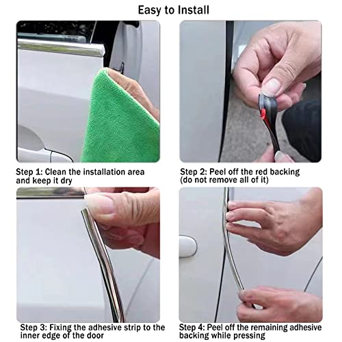 Car Door Edge Guards Self Adhesive Rubber U Channel Edge Trim Metal Edge Protection Guard for Most Car Doors (5 Foot)