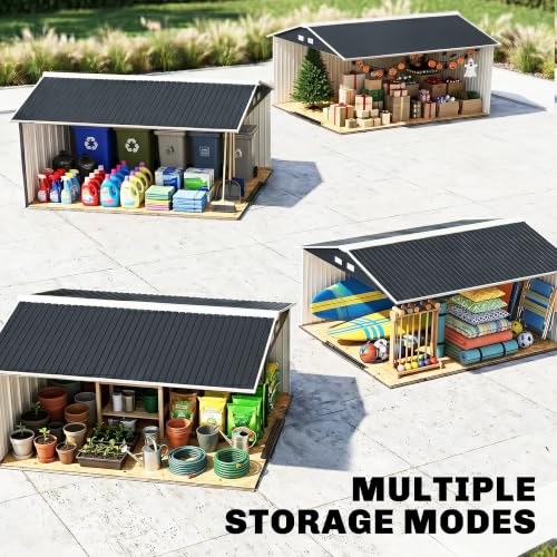 11' x 13' Outdoor Storage Shed Garden Tool Metal Shed Dark Gray