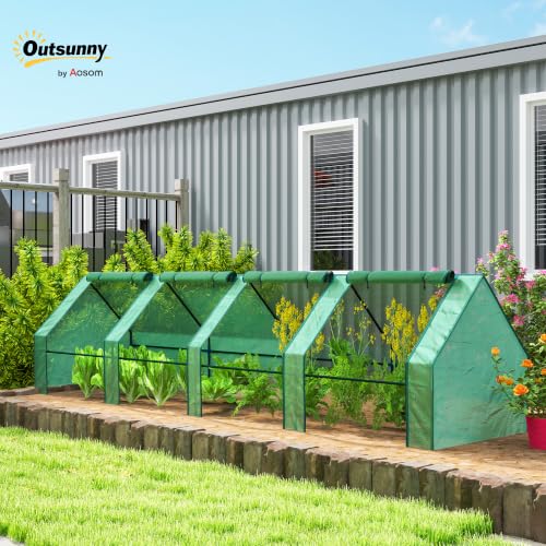 12' x 3' x 3' Mini Greenhouse Portable with Zippered Doors Green (Green / 12' x 3' x 3')