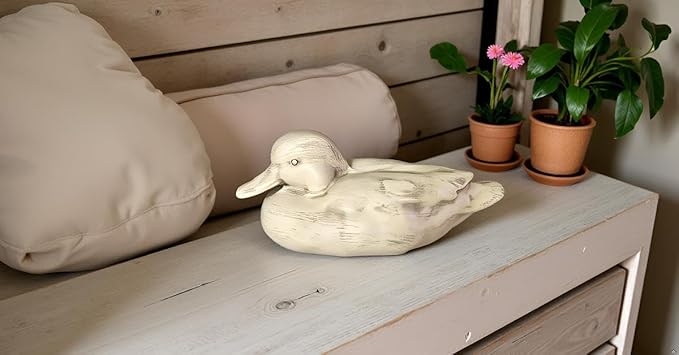 Knick Knacks Duck Statue Home Decor Hand Carved Hand Painted Decor for Home, Office Desk Cute Animal Figurine Unique Gift for Holidays Housewarming (Beige)