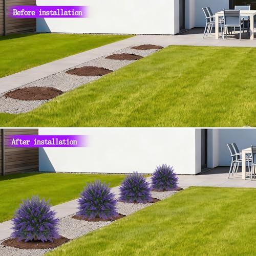 24" Set of 2 Artificial Lavender Topiary Bushes with Ground Spike (New Lavender)