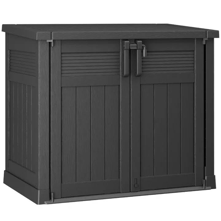 Large Outdoor Storage Cabinet 51 Cu Ft with Lockable (Dark-Black / 33.8"×55.1"×48.4")