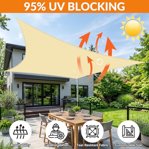 19'X19' Sun Shade Sail Beige Curved Square Customizable (Beige / 19'X19' custom)