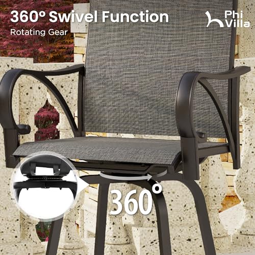 Outdoor Bar Stools 360°Swivel Set of 2 (Dark Gray / 2 Piece)