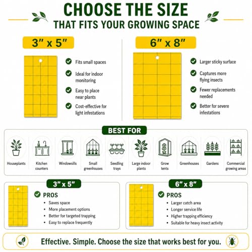 150 Pcs Yellow Sticky Trap for Gnats 6 x 8'' Dual Side (6'' X 8'' / Yellow)