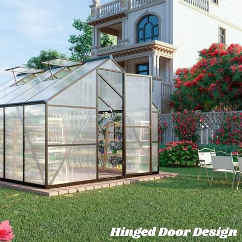 8x12 FT Outdoor Greenhouse with Roof Vent (Dark Gray / 8×12FT)