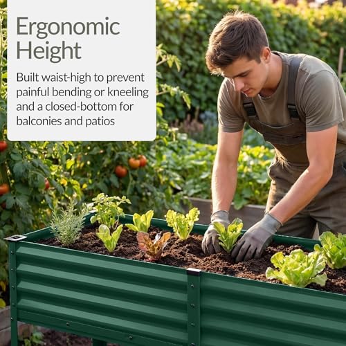 72x24x30in Non Toxic Galvanized Raised Garden Bed (72x24x30in / Dark Green)