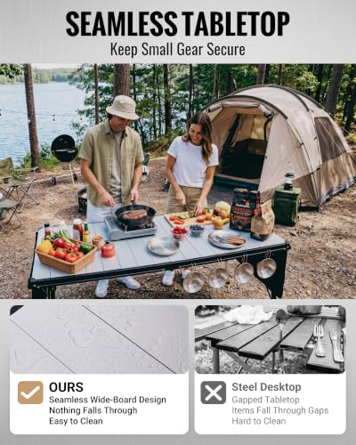 Large 55.1" Folding Camping Table (8p-pro-55.1"×27.6" - Adjustable Height)