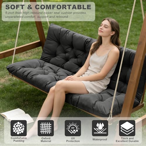 Porch Swing Cushions (Black / 47x 40 inches)