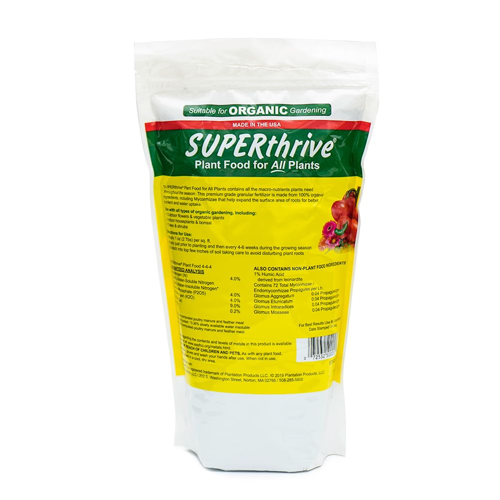 SUPERthrive Organic All-Purpose Plant Food, Solid Granular 4-4-4 (2 Pack)