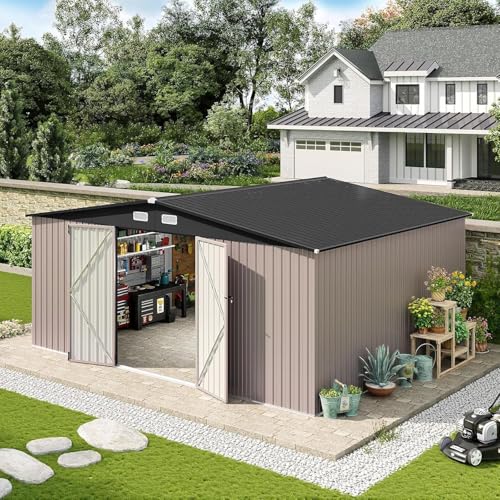 14x12 FT Outdoor Storage Shed (Brown / 14'x12')