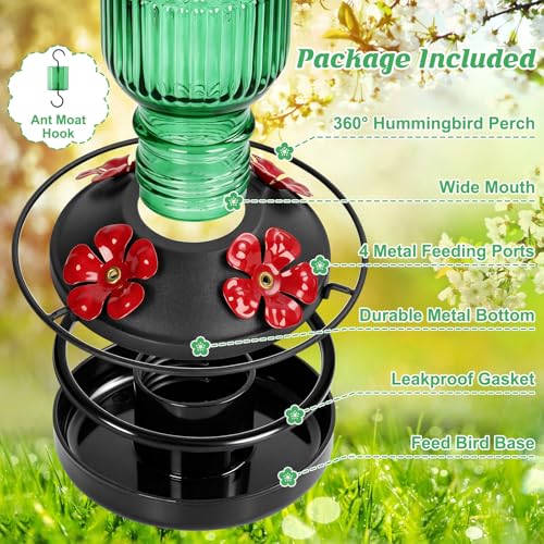Glass Hummingbird Feeder (Green)