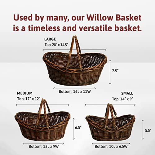 Large Wicker Basket with Handle (Large / Picnic Basket Dark Brown)