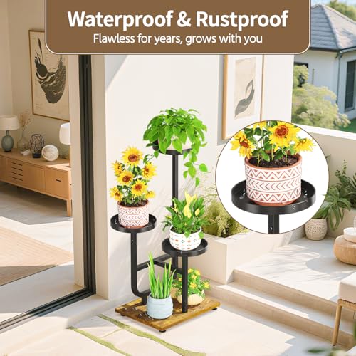 Plant Stand Shelf Tall for Indoor Corner (Classic Black / 3 Tier)