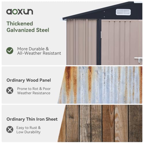 14x12 FT Outdoor Storage Shed with Lockable Double Doors (Brown / 14'x12')