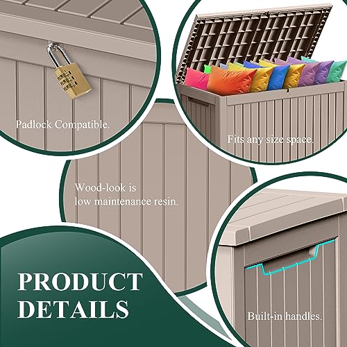 280Gal Outdoor Storage Box Waterproof Lockable Deck Box (Grey / 280 Gallon)