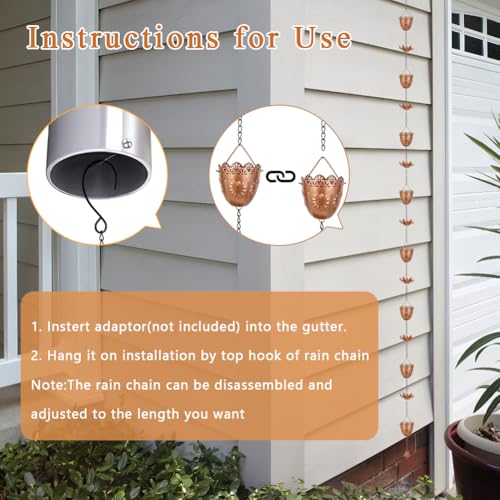 10FT Lotus Rain Chains (Gold Lotus)