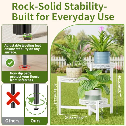 3 Tiered Tall Plant Stand Indoor Outdoor (WhiteWave / 3-tiers)