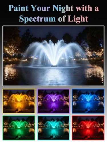 Pond Fountain Aerator with Lights (Black)