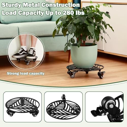 2 Packs Metal Plant Caddy with Wheels 12 inches Heavy (12")