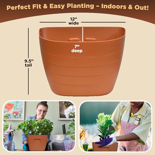 12 Inch Self Watering Wall Planter for Indoor & Outdoor Use (Black / 12 inches - WITHOUT PLUG)