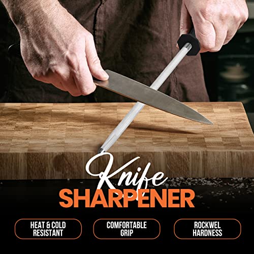 Knife Sharpener Rod 10 Inch Honing Rod for Sharpening (10 Inch / Black)