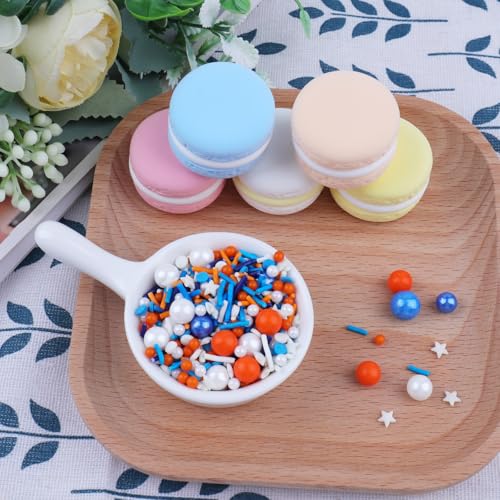 Orange and Blue Sprinkles for Cake Decorating (Blue Orange White)