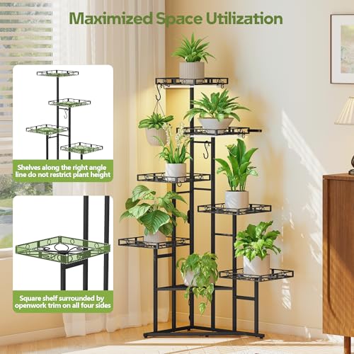Plant Stand Indoor with Grow Lights (Black / 7-Tier with grow light)
