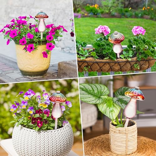 4 Pack Self Watering Globes for Plants Mushroom Glass Plant Watering Globes (4 Count)